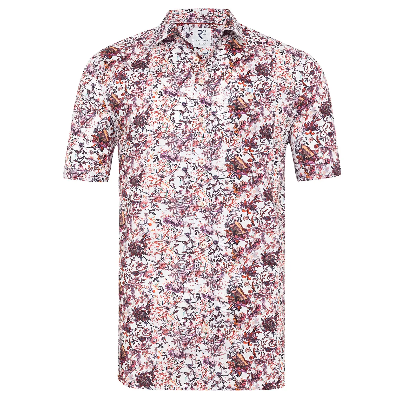 Short-sleeve floral print Tencel blend shirt