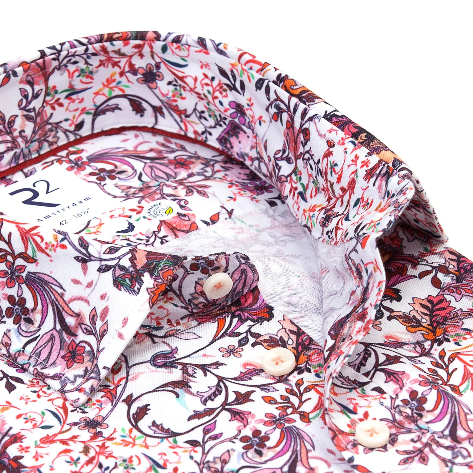 Short-sleeve floral print Tencel blend shirt