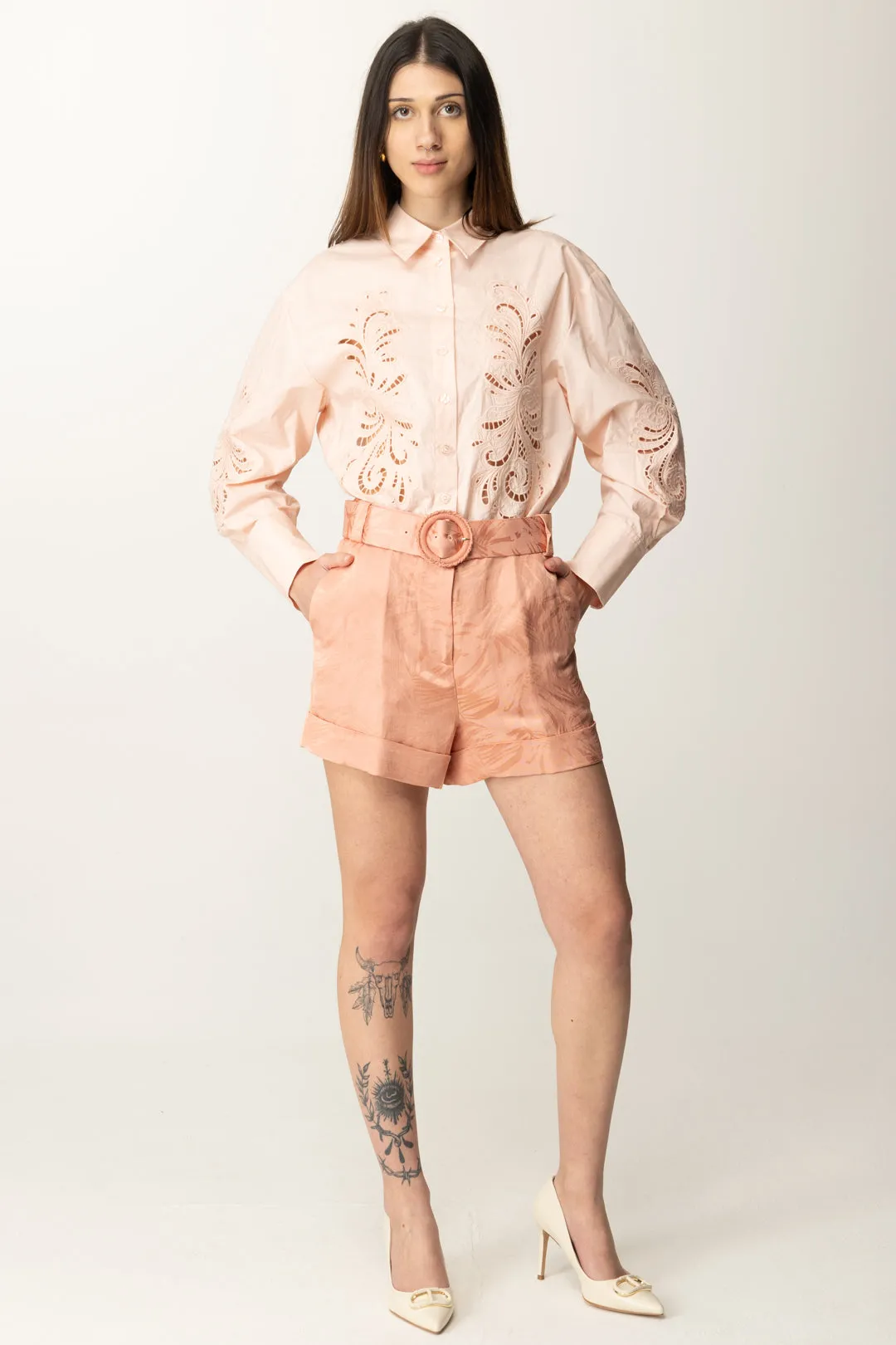 Shorts con Motivo Jacquard e Cintura