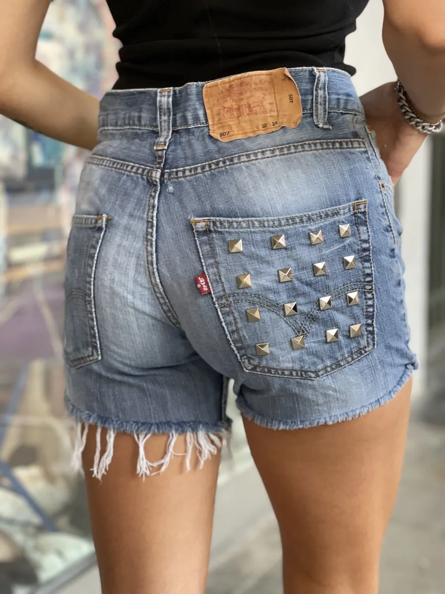Shorts Levi's Vintage denim a caramella con borchie a piramide