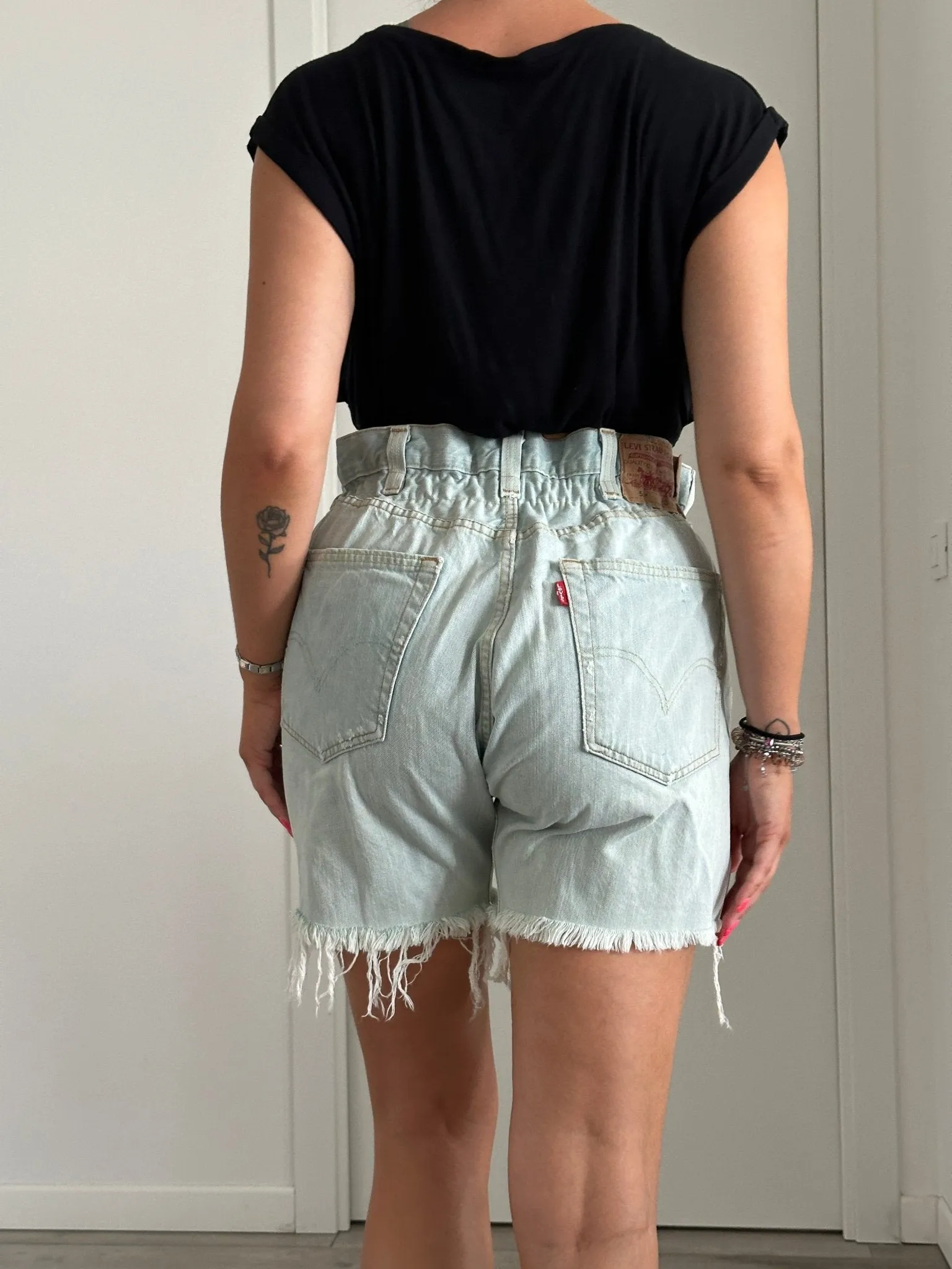 Shorts Levi's Vintage denim sfrangiati a caramella con strappi