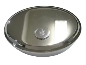Silver Toned Oval Etched Anatomical Heart Oval Trinket Jewelry Box