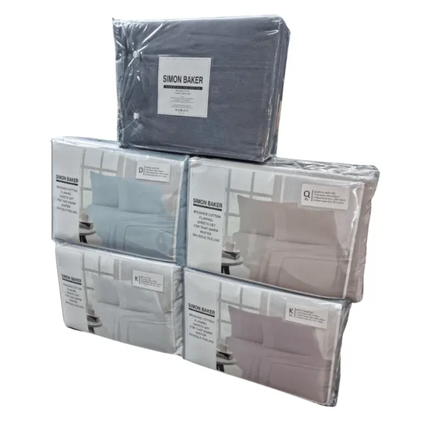 Simon Baker Cotton Flannel Winter Sheet Set Duck Egg 4 Piece