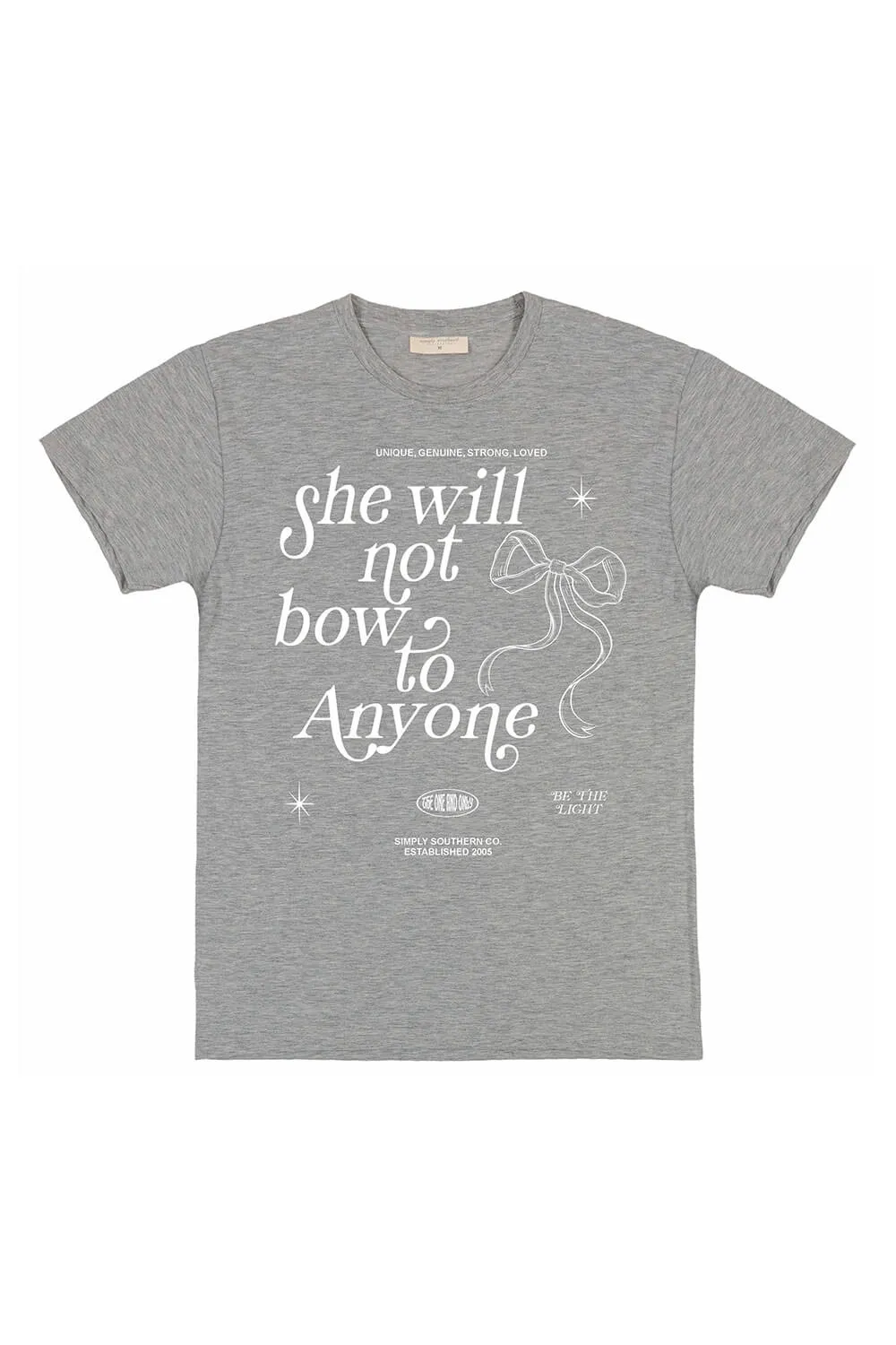 Simply Southern Bow T-Shirt for Women in Storm Heather | SS-BOW-STORMHTHR