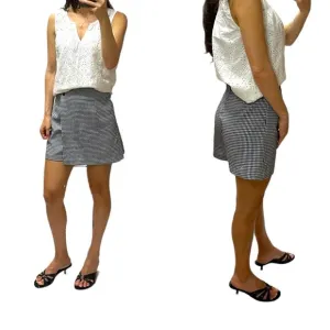Skort skirt with shorts size 3 gingham vichy print blue white