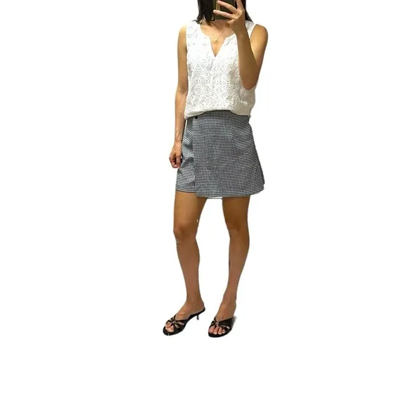 Skort skirt with shorts size 3 gingham vichy print blue white