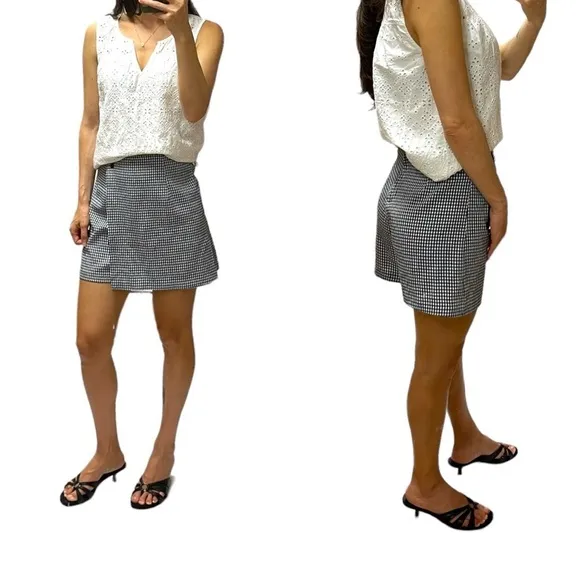 Skort skirt with shorts size 3 gingham vichy print blue white