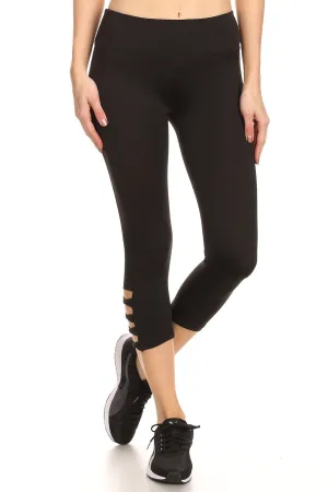 Solid Cropped Fitted Banded Leggings