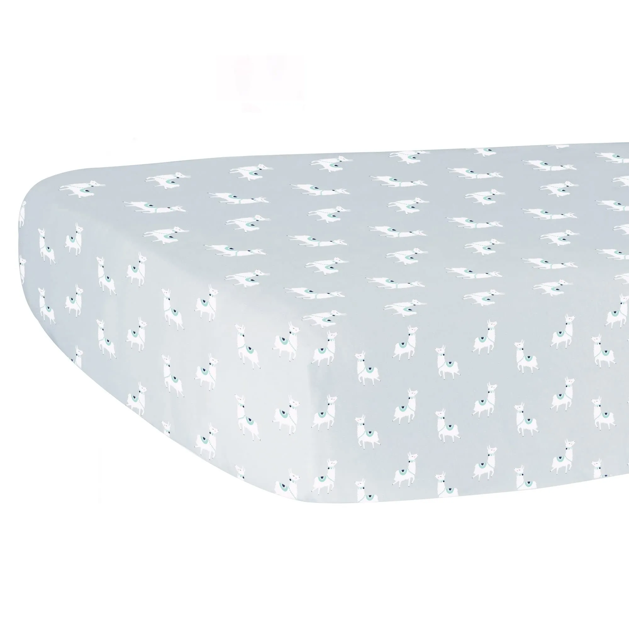 Spud Fitted Crib Sheet Llama Gray Ground 52"x 28" X 9" Grey Neutral