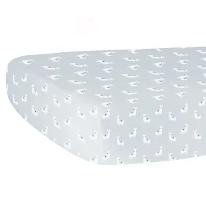 Spud Fitted Crib Sheet Llama Gray Ground 52"x 28" X 9" Grey Neutral