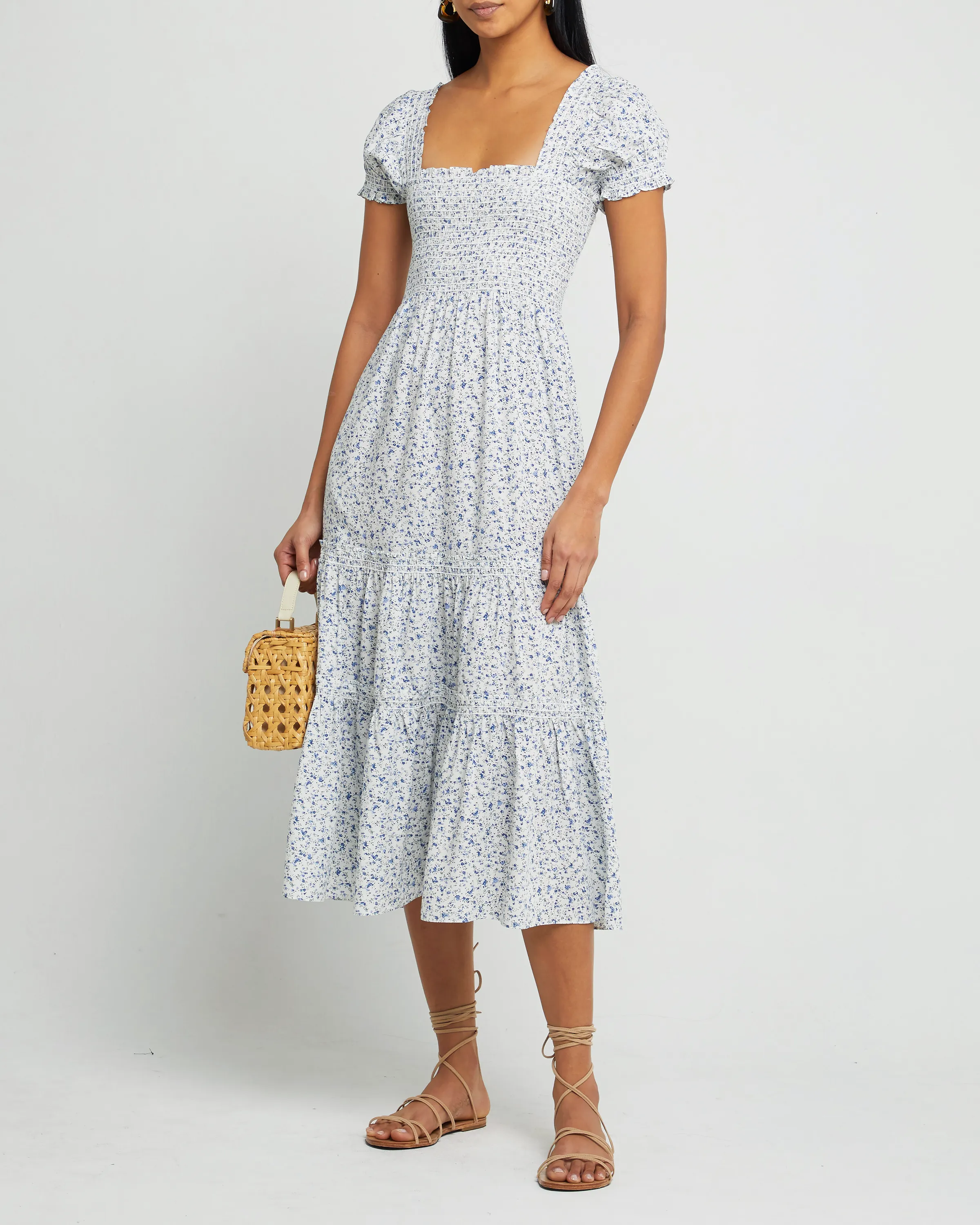 Square Neck Smocked Maxi Dress