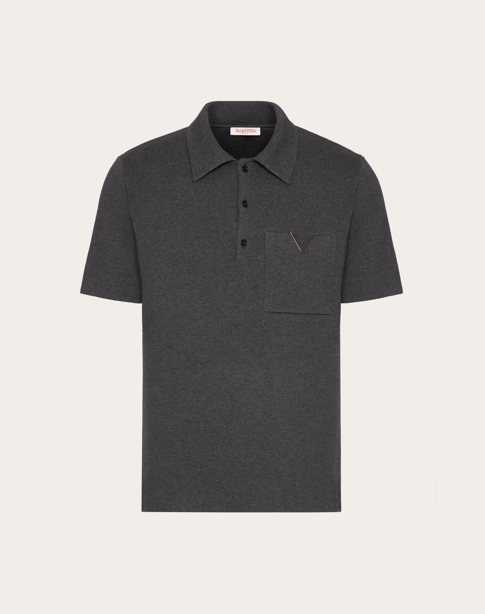 Stretch Cotton Polo Shirt With Metallic V Detail