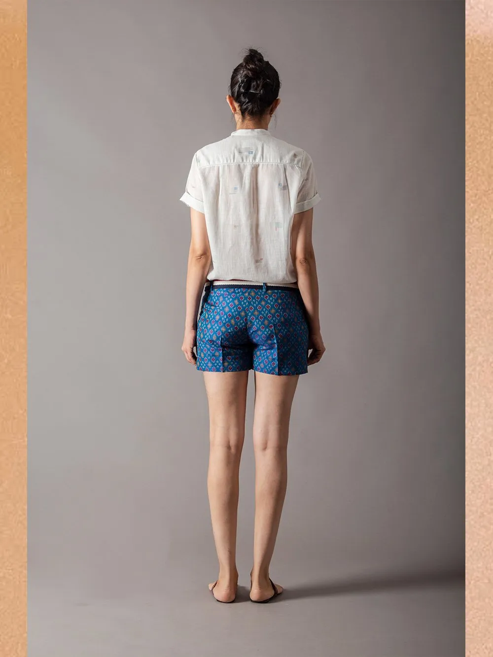SUKETDHIR   I   SD Short Pant | Silk Ikat | Teal