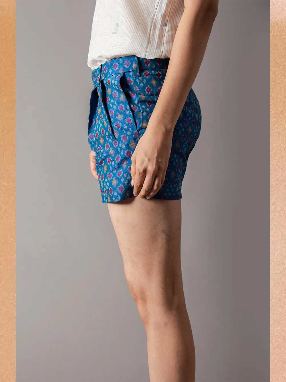 SUKETDHIR   I   SD Short Pant | Silk Ikat | Teal