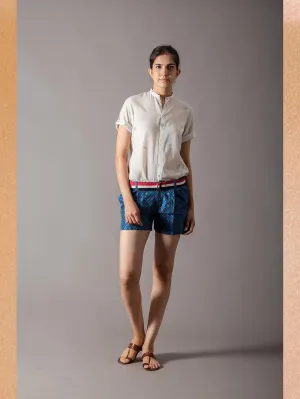 SUKETDHIR   I   SD Short Pant | Silk Ikat | Teal