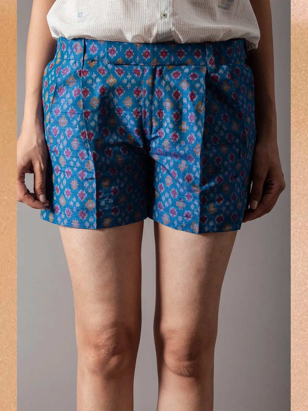 SUKETDHIR   I   SD Short Pant | Silk Ikat | Teal