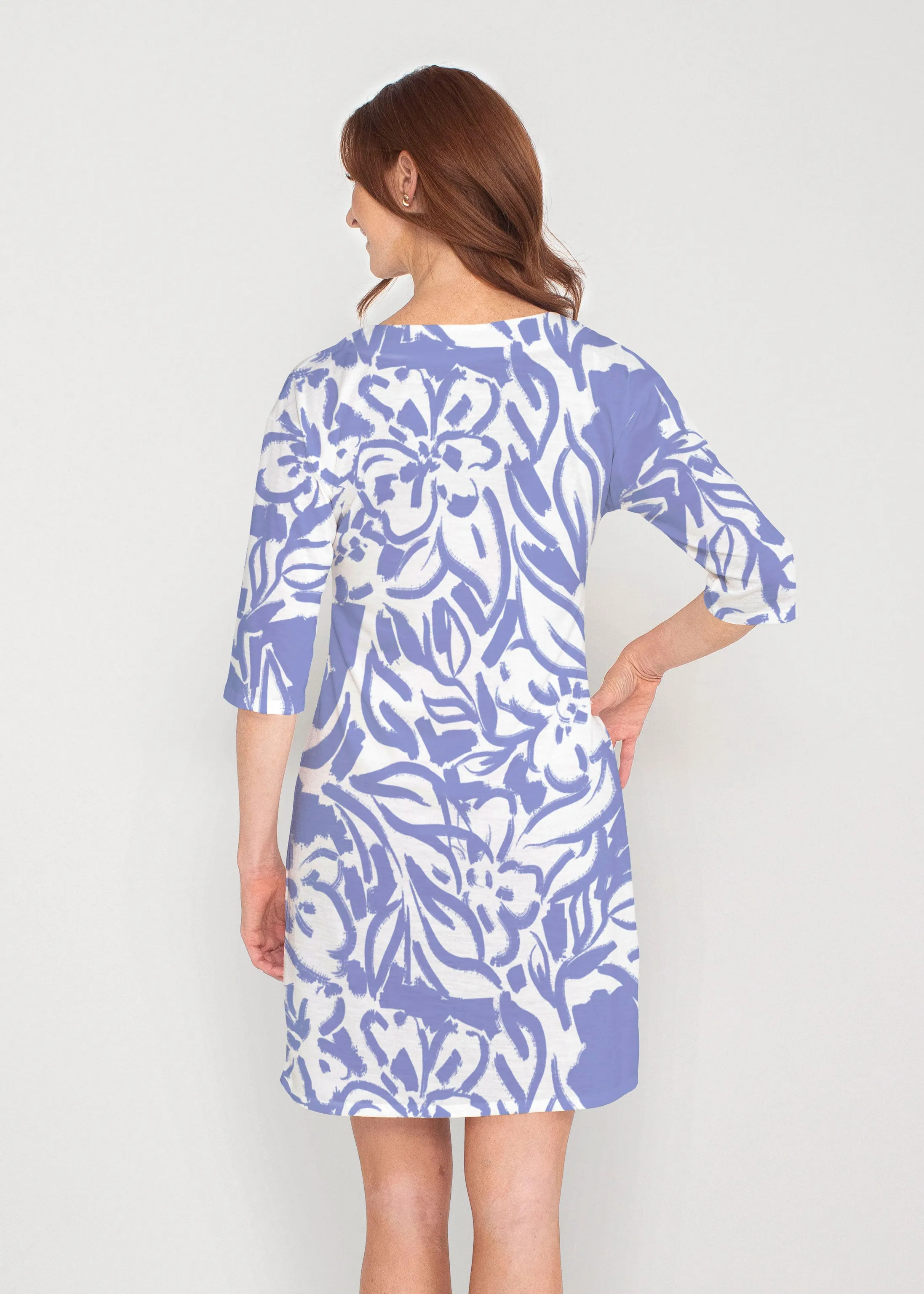 Summer Breeze Perri (8164) ~ Drop Shoulder 3/4 Sleeve V-Neck Dress
