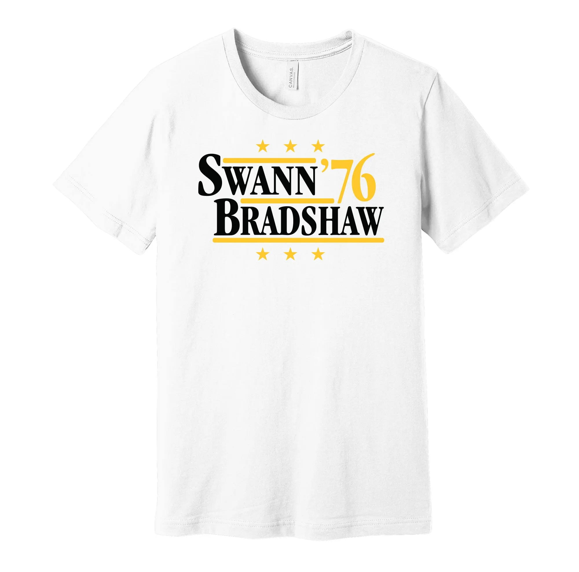 Swann & Bradshaw '76 - Pittsburgh Football Legends Political Campaign Parody T-Shirt - Hyper Than Hype Shirts