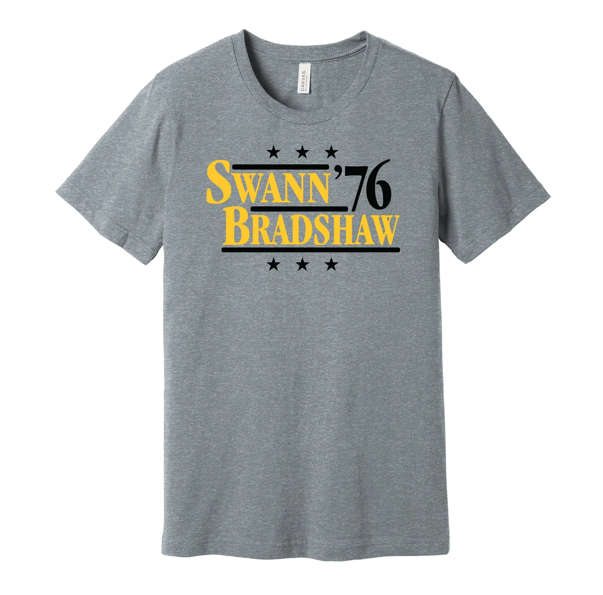 Swann & Bradshaw '76 - Pittsburgh Football Legends Political Campaign Parody T-Shirt - Hyper Than Hype Shirts