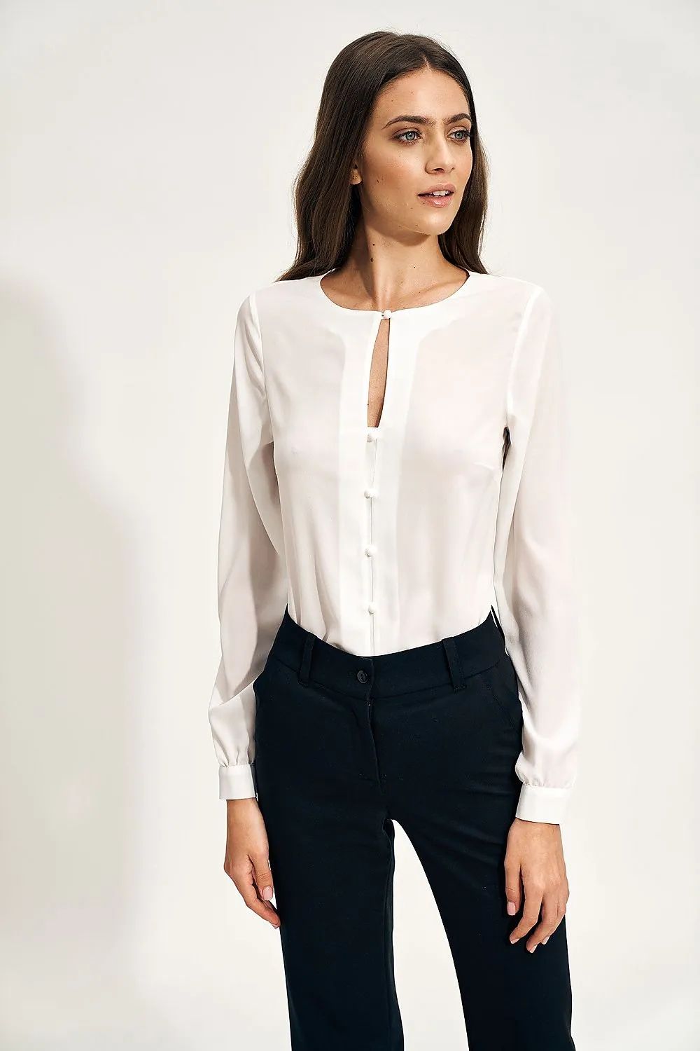 Teardrop Neckline Fitted Shirt