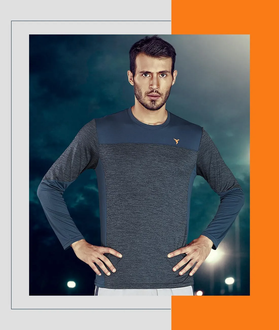 TechnoSport Crew Neck Full Sleeve Dry Fit T Shirt for Men P-473 (Dark Grey)