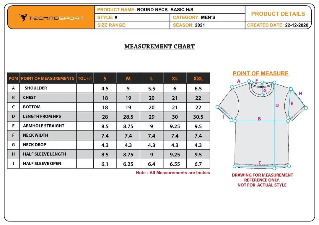 TechnoSport Crew Neck Half Sleeve Dry Fit T Shirt for Men OR-35 (Red)