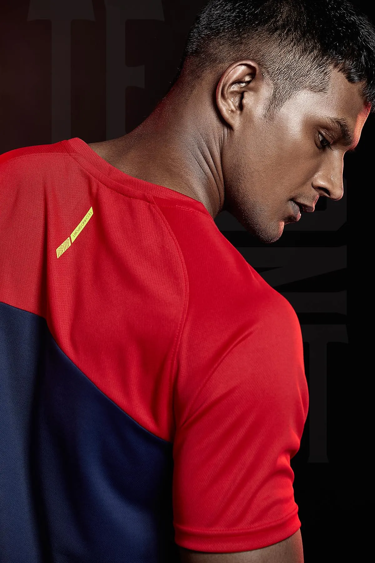 TechnoSport Crew Neck Half Sleeve Dry Fit T-Shirt for Men P 536 Navy Blue Red