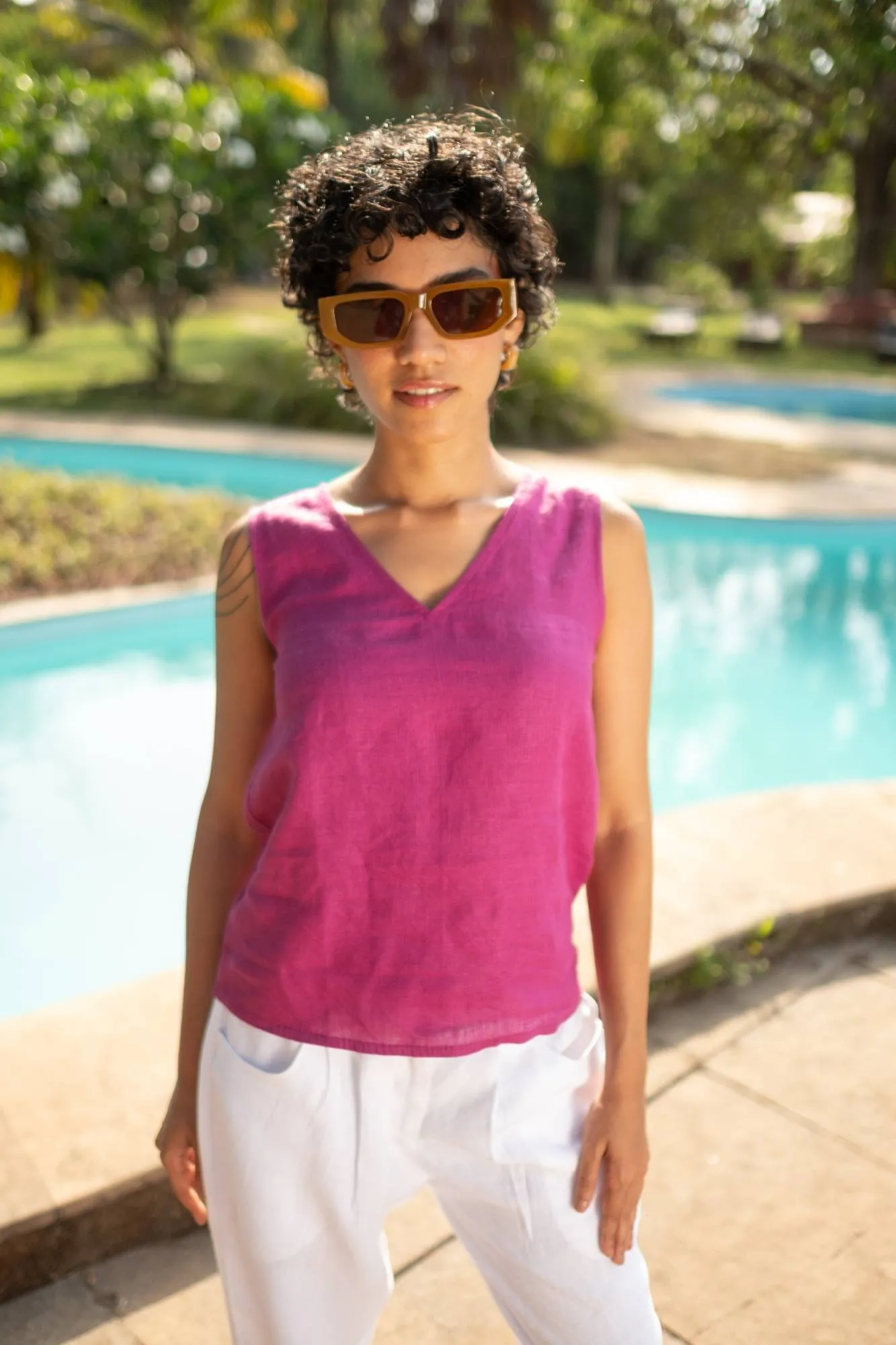 The Linen V Neck Tank