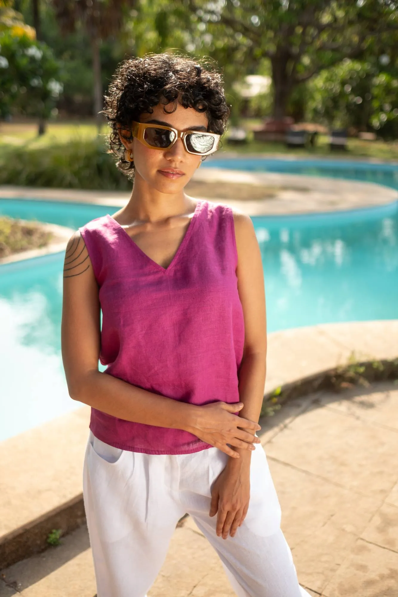 The Linen V Neck Tank