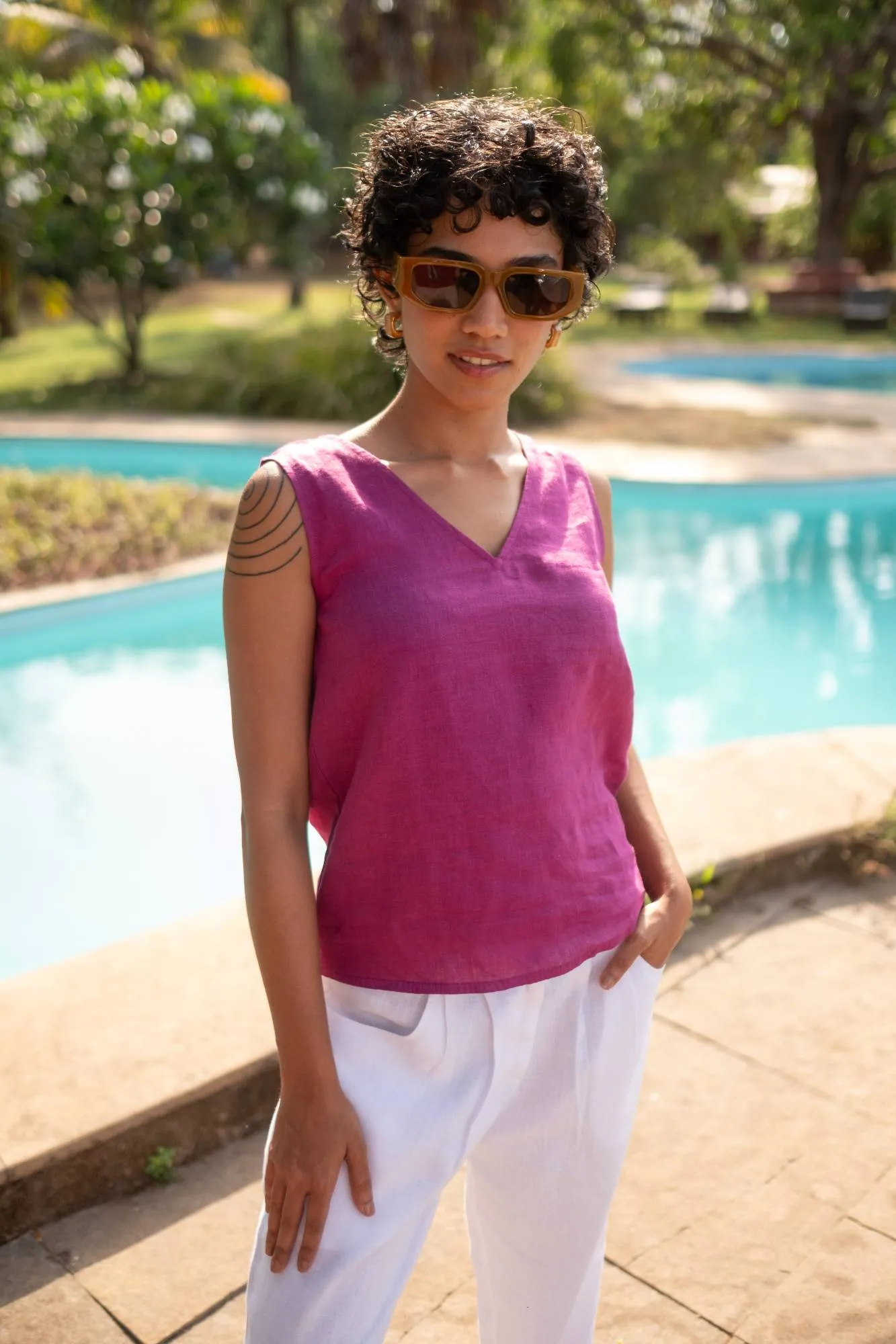 The Linen V Neck Tank