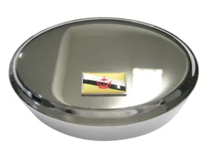 Thin Bordered Nation of Brunei Flag Oval Trinket Jewelry Box