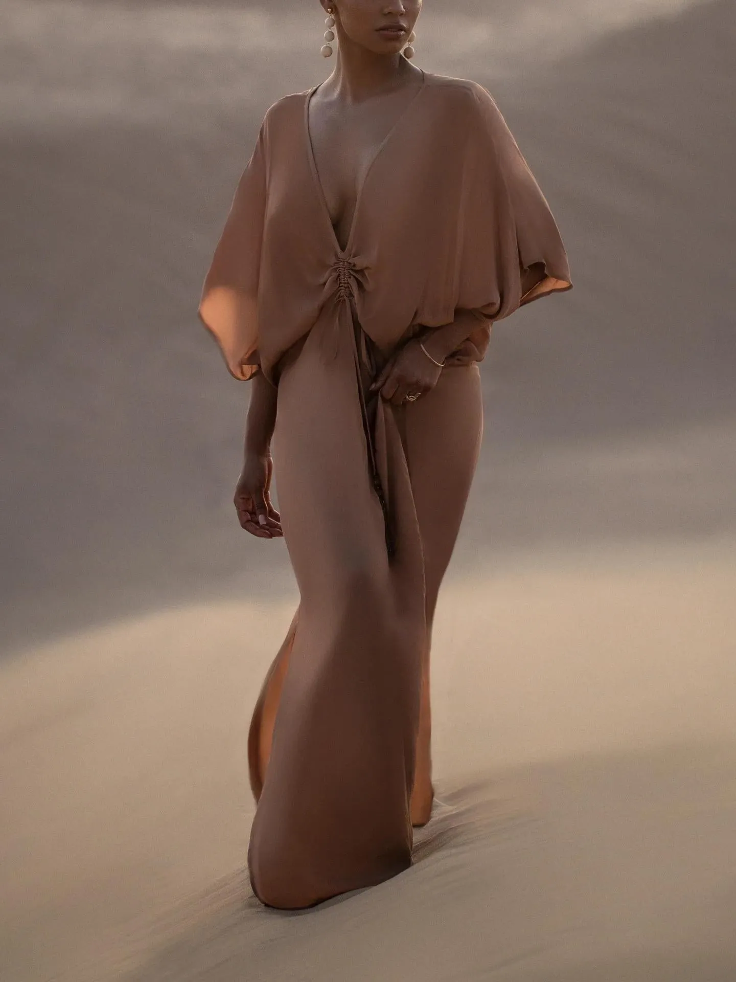 Tie Closures Plunging Kaftan