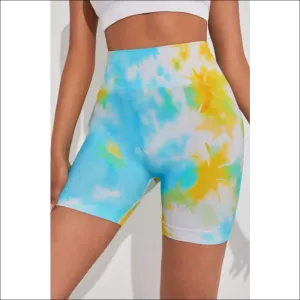 Tie-Dye Wide Waistband Sports Shorts