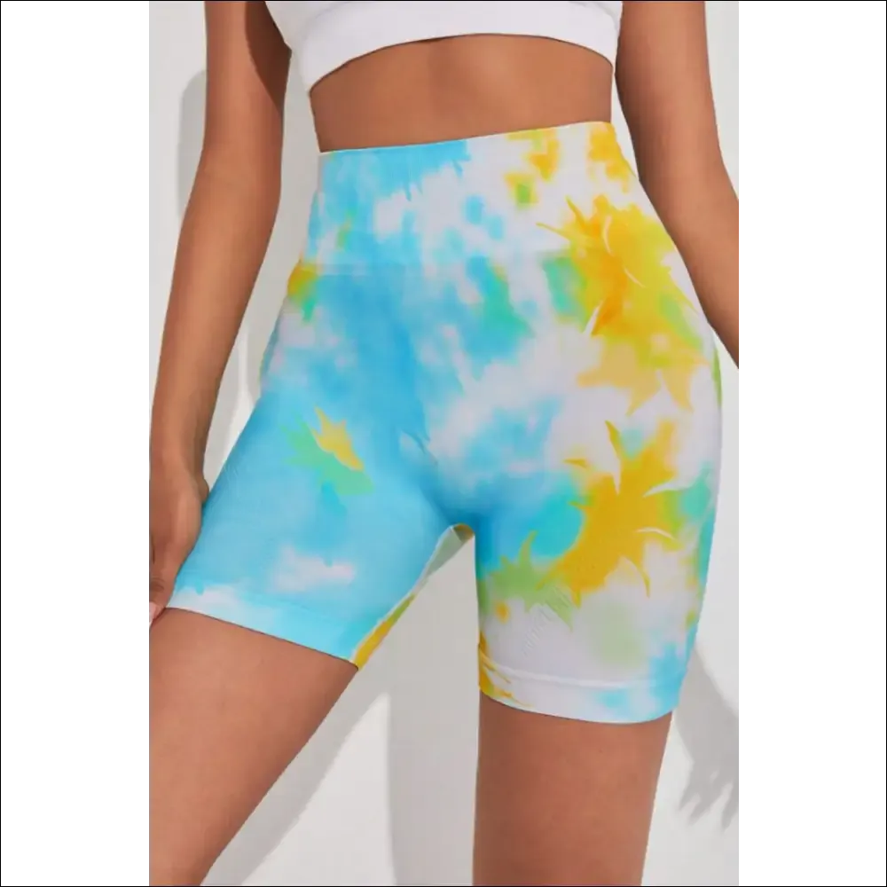 Tie-Dye Wide Waistband Sports Shorts
