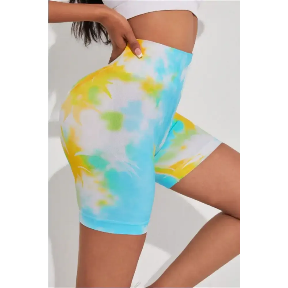 Tie-Dye Wide Waistband Sports Shorts
