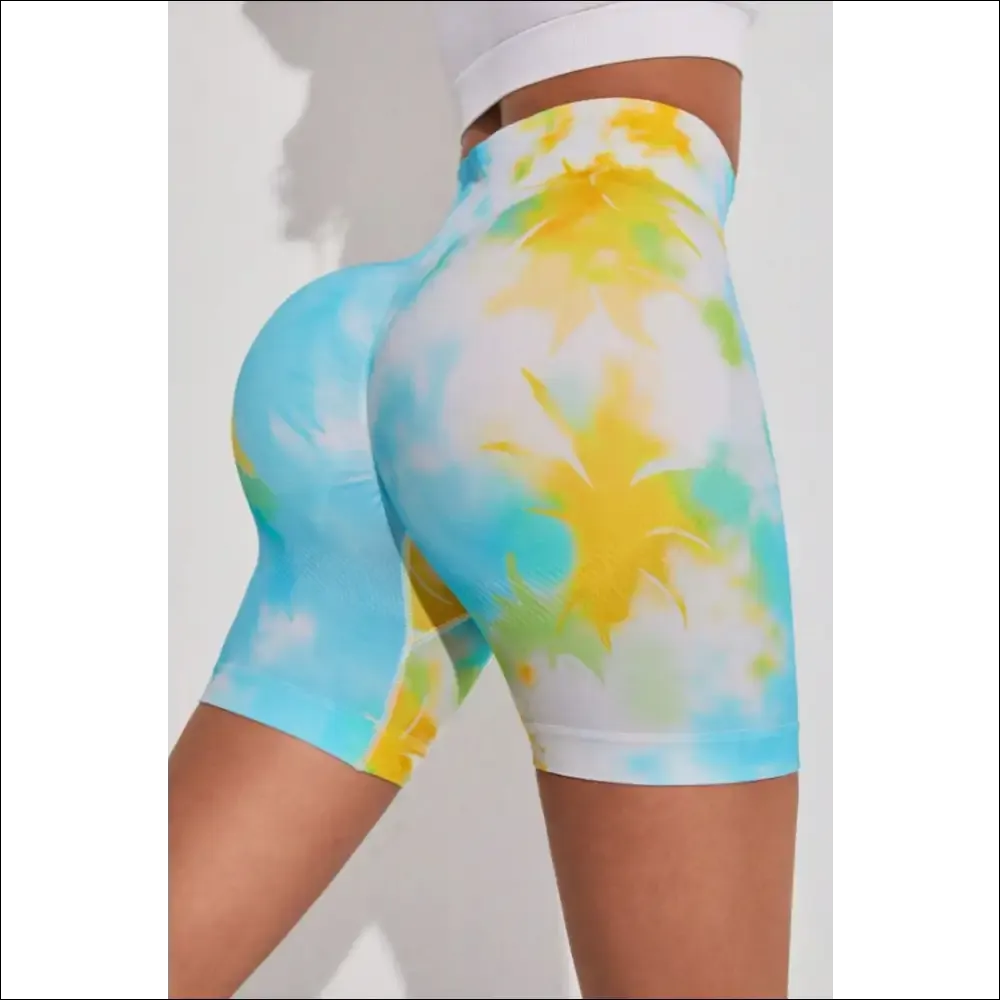 Tie-Dye Wide Waistband Sports Shorts