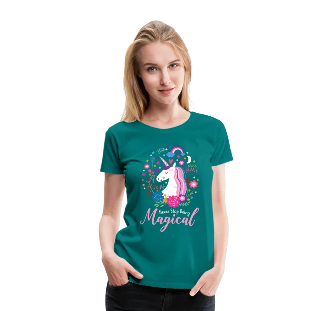 Unicorn Never Stop Being Magical Women’s Premium T-Shirt (CK1519)