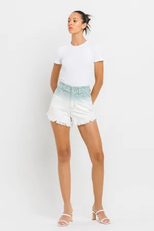VERVET by Flying Monkey Super High Rise Paperbag Waistband Ombre Shorts
