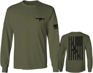 VICES AND VIRTUES Second Amendment Support American Flag Gun ar 15 Rights mens Long sleeve t shirt