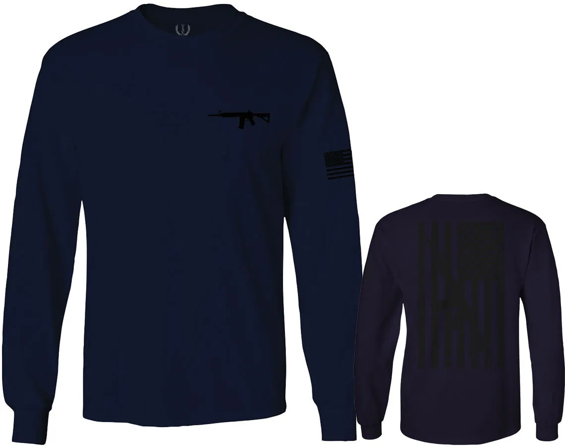 VICES AND VIRTUES Second Amendment Support American Flag Gun ar 15 Rights mens Long sleeve t shirt