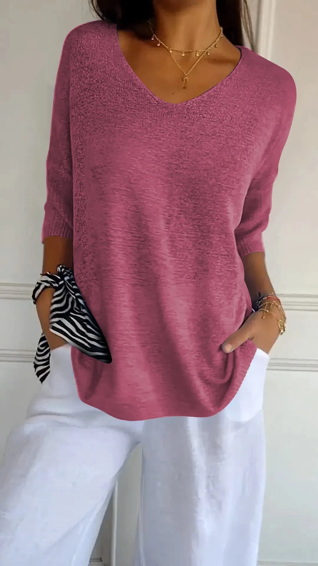 Victoria® | Smooth knit top with V-neck
