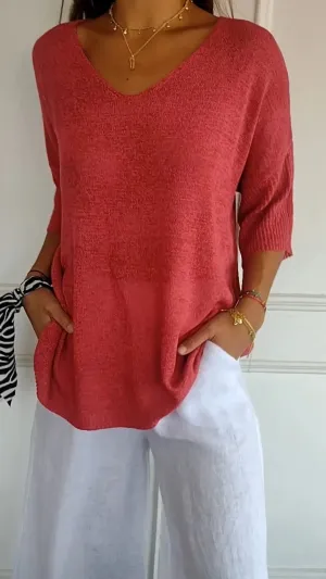 Victoria® | Smooth knit top with V-neck