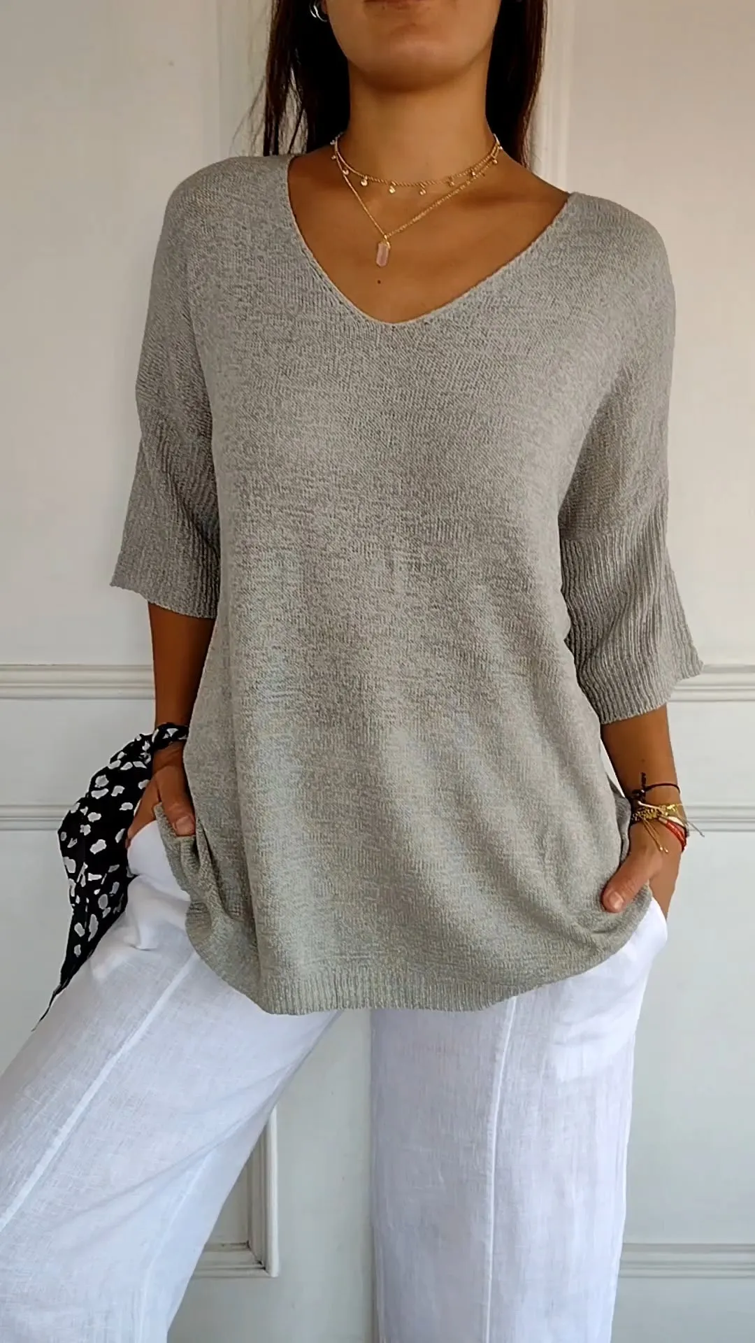 Victoria® | Smooth knit top with V-neck