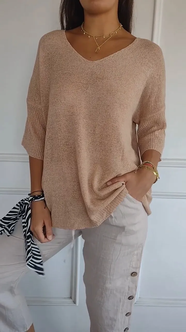 Victoria® | Smooth knit top with V-neck