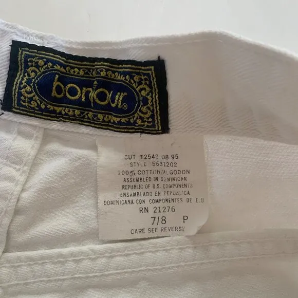 Vintage 90’s Bonjour White Denim High-waist Exposed Button Fly Shorts