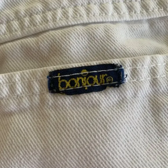 Vintage 90’s Bonjour White Denim High-waist Exposed Button Fly Shorts
