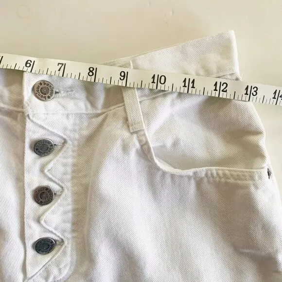 Vintage 90’s Bonjour White Denim High-waist Exposed Button Fly Shorts
