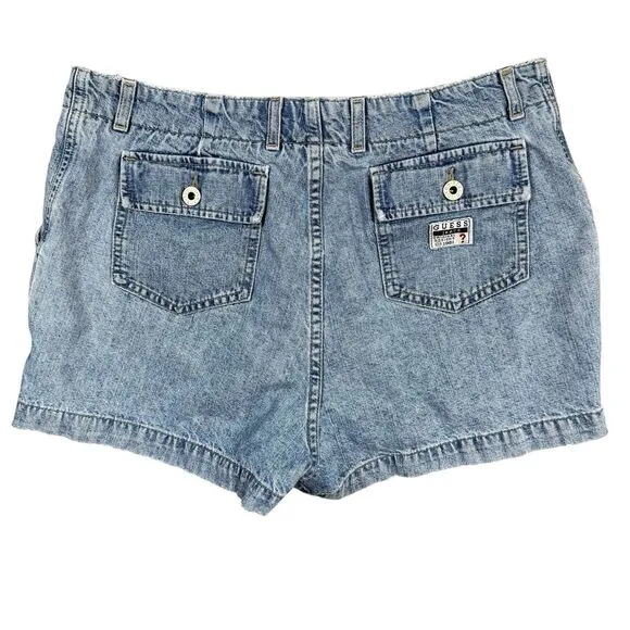 Vintage 90's Guess Jean Shorts Womens 32 Mid Rise Medium Wash Style 11984 USA