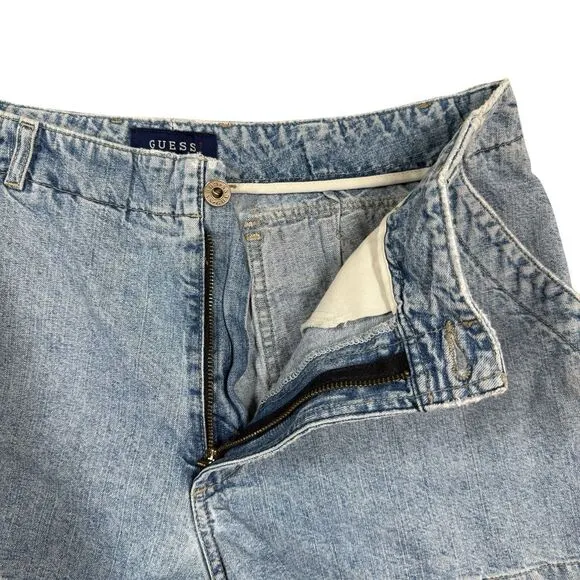 Vintage 90's Guess Jean Shorts Womens 32 Mid Rise Medium Wash Style 11984 USA