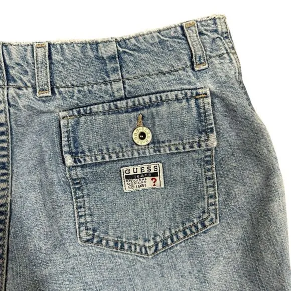 Vintage 90's Guess Jean Shorts Womens 32 Mid Rise Medium Wash Style 11984 USA